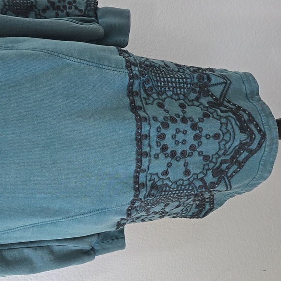 Daily Practice Anthropologie Blaine Embroidered Hoodie Mini Dress Green MEDIUM - Picture 4 of 14